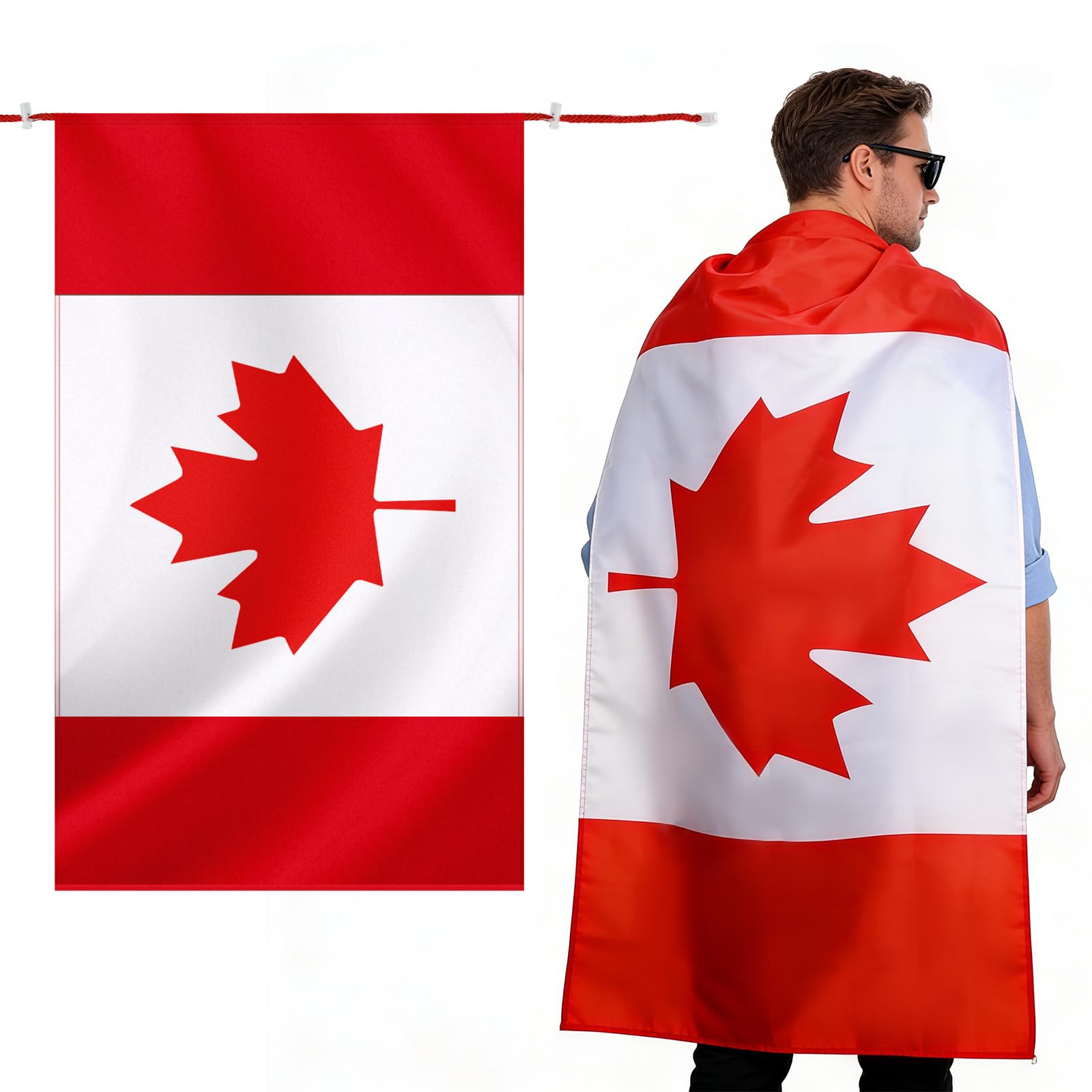 Photo 1 of Geodurn Canada Flag Cape - Red & White Maple Leaf Design