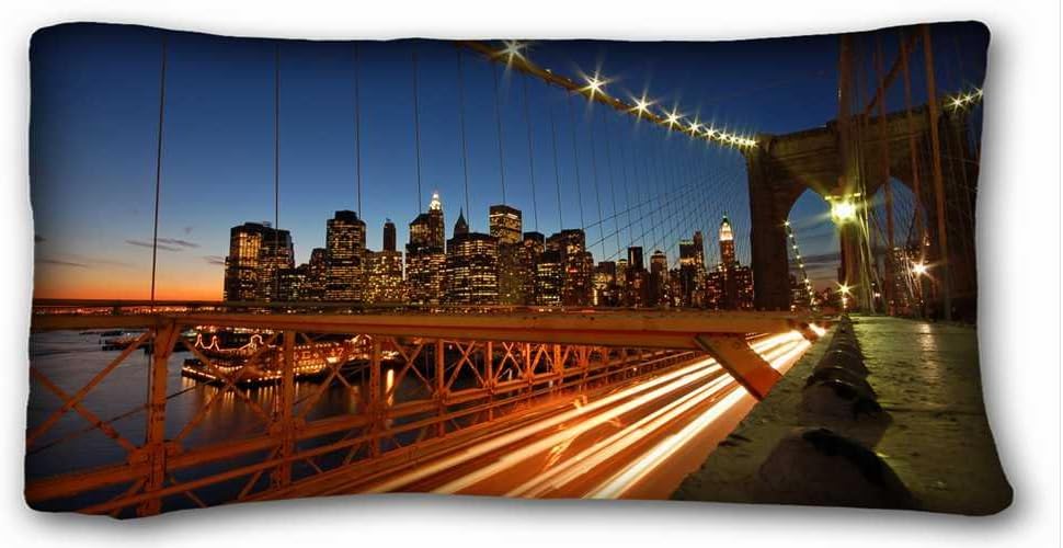 Custom Cotton & Polyester Soft ( City form picture nice wallpaper ) Pillow Covers Bedding Accessories Size 20"X36" suitable for Queen-bed PC-Purple-20026