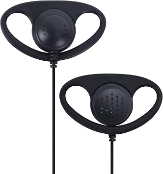 D-Shape Ear Hook Earpiece Headset - Compatible with HYT Hytera BD502, BD505, PD502, PD562, TC508, TC580, Power446-2-Pin Clip-On Design with Mic & Big PTT