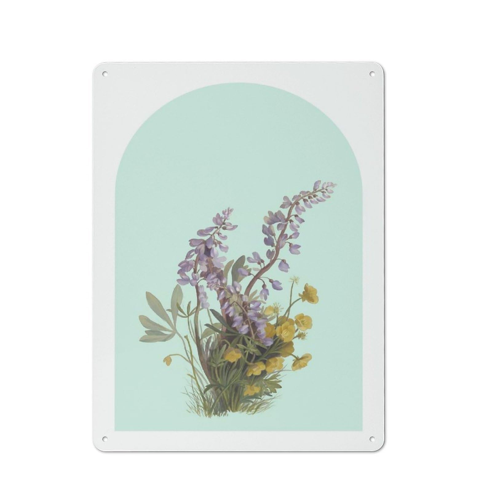 Junmoney Style-3 Wildflower Bouquet Green Vintage Vintage Tin Wall Plaque 40X30cm For Hobby Room Or Studio, A Decorative Metal Sign For Hobby Rooms And Studios