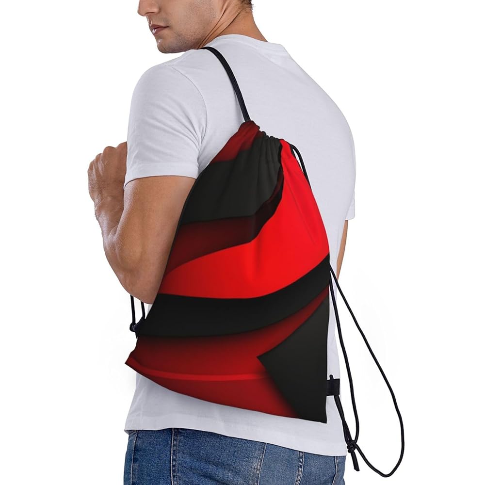 Amazon.com | HCBPWVQA Red Black Drawstring Backpack Draw