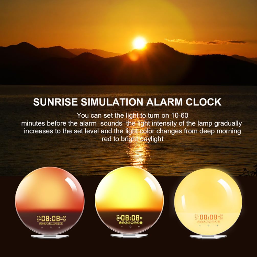 TsoLay Sveglia All'alba, Luce di Risveglio E Simulazione Dell'alba Colorata, 20 Livelli di Luminosità Regolabili, 8 Opzioni per I Compagni di Sonno Adatti a Chi Ha Il Sonno Pesante