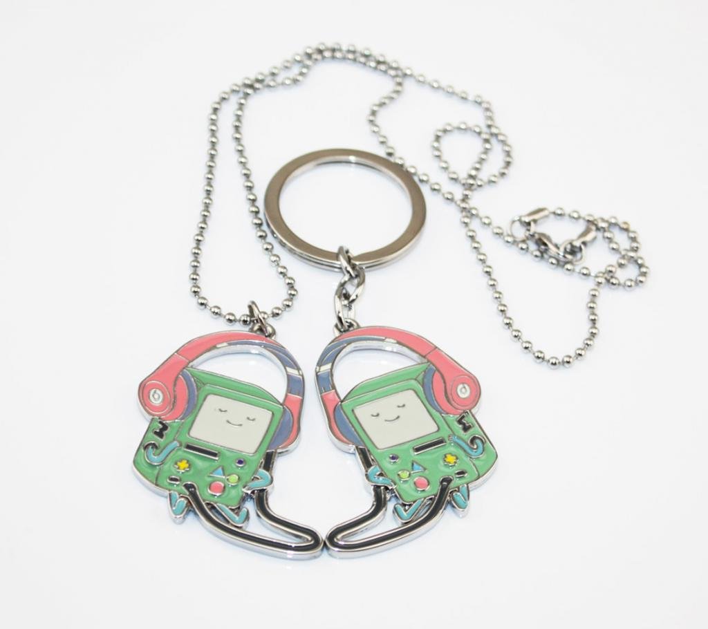 Set of 2 Adventure Time BMO Beemo Necklace Pendant Charm Keychain Keyring