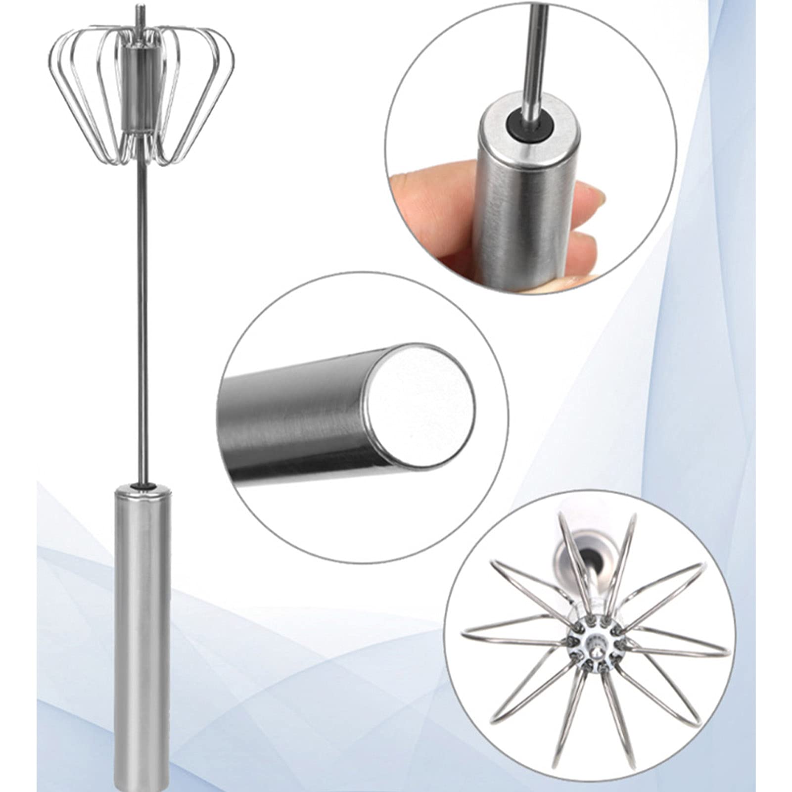 Ejoyous Schneebesen aus Edelstahl, 25,4 Cm, Halbautomatischer Manueller Mixer für den Küchengebrauch, Handschub-Design, Leicht zu Reinigen, für Eier, Saucen, Sahne, Teig, Hobbyköche, Bäcker (10 Zoll)