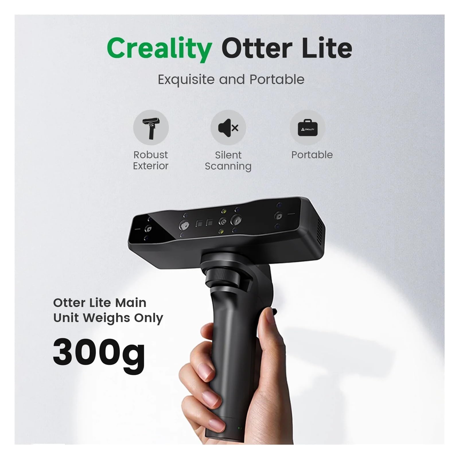 Scanner 3D portable Otter Lite haute précision 0,05 mm, sans fil, compatible toutes tailles, vitesse de numérisation jusqu'à 30 images/seconde