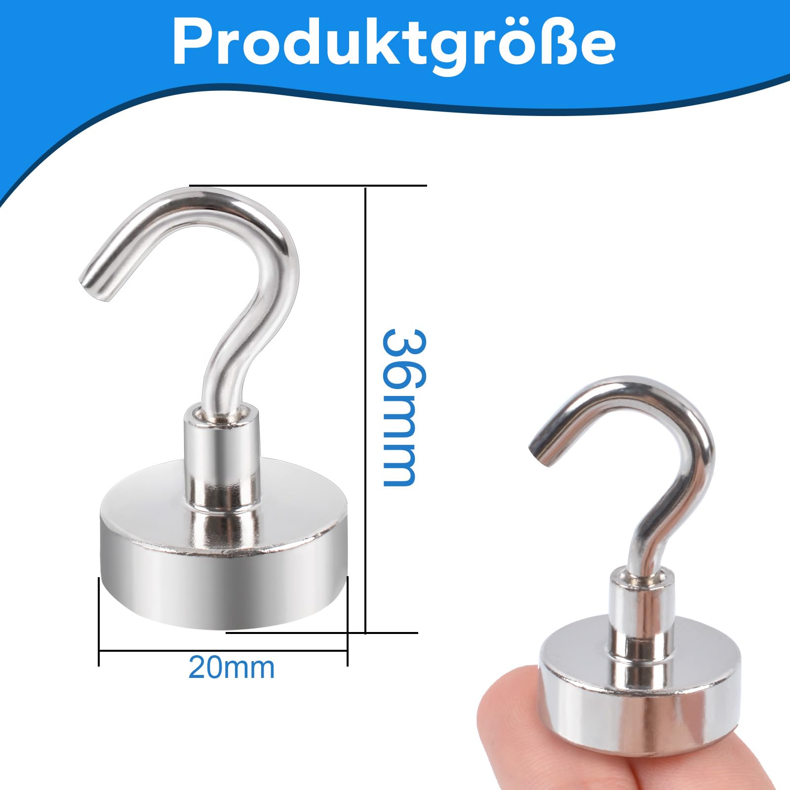 ATEWEITA Ganci Magnetici 30 Kg - Magneti Al Neodimio Con Gancio 32 Mm - Foto 14