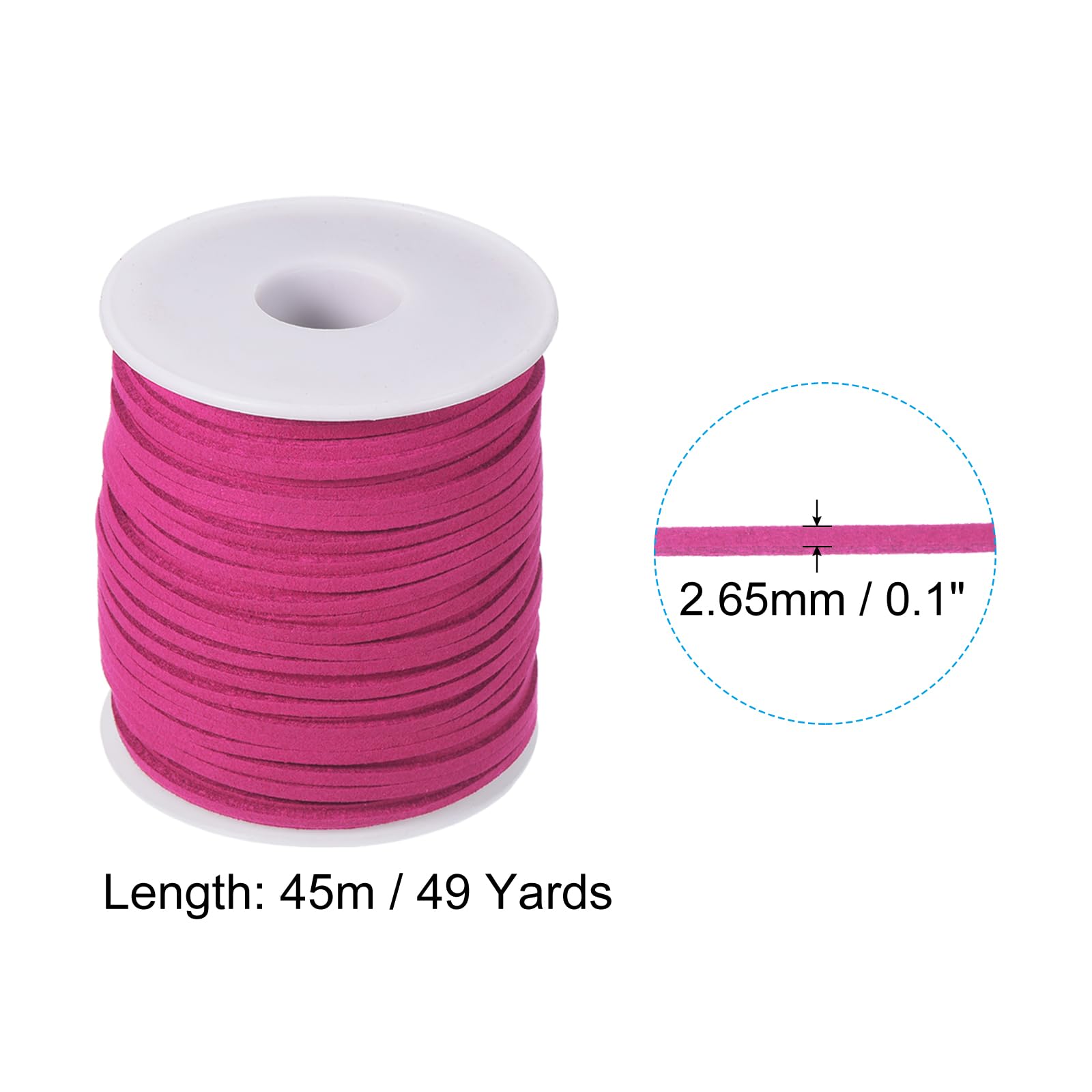 PATIKIL 0.1" x 49 Yards Suede Lace Cord Ribbon Suede Cord Faux Leather Cord Leather Crafts Lace Floral Velvet Flower Bundle Ribbon For DIY Gift And Bouquet Packaging Raspberry Red - Image 2