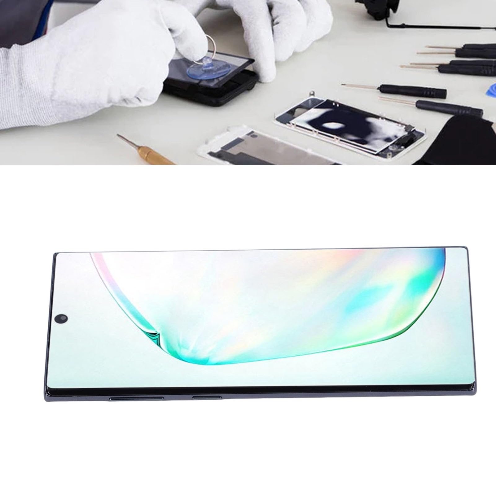 CHICIRIS Wymiana Ekranu Telefonu Zespół Digitizera Wyświetlacza o Wysokiej Rozdzielczości dla Note10 SM N970F z Narzędziami Ramowymi do Części Naprawczych, Czułym Ekranem Dotykowym Zapewniającym
