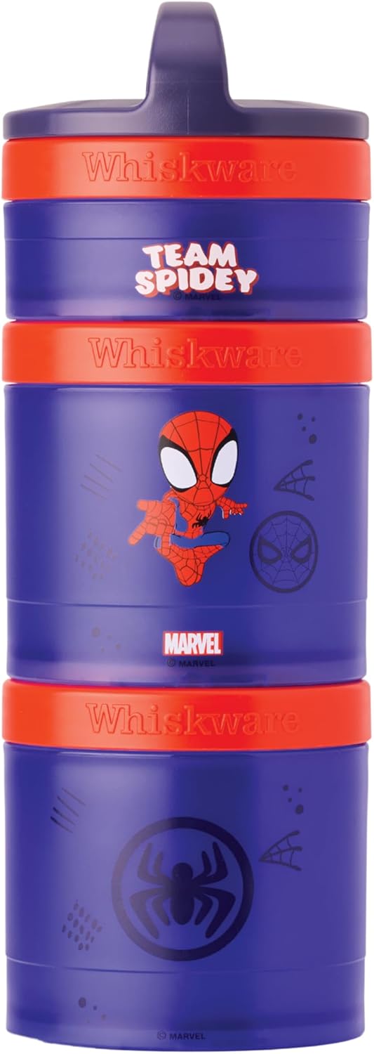 Whiskware Spider-Man Team Spidey Stackable Snack Containers for Babies, Kids, and Toddlers, 3 Stackable Snack Cups for School or Travel, Cupholder Friendly, Peter Parker Whiskware Spider-Man Team Spidey Stackable Snack Containers for Babies, Kids, and Toddlers, 3 Stackable Snack Cups for School or Travel, Cupholder Friendly, Peter Parker