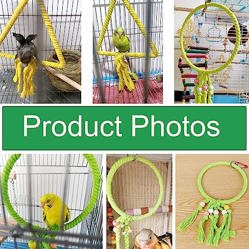 Image of 2 Pack Bird Swing Toy Parrot Perch Triangular and Round Bird Perches Parakeet Swing Stand Rope Swings for Hanging Chewing Toys Conure Cockatiel Lovebird Finch Canary Myna Cockatoo Budgie