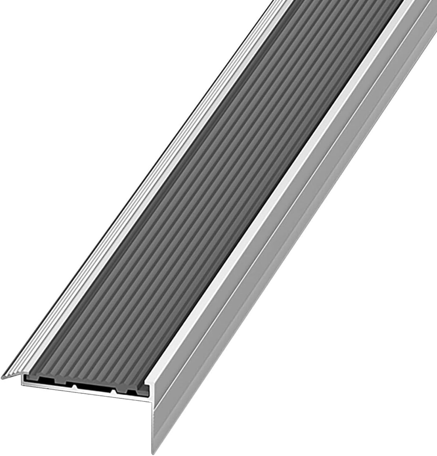 Profilo di Protezione angolare per gradini in Alluminio, Profilo per rampa/Pendenza/scalfitture, Striscia Antiscivolo a L, Facile Installazione, Scuola, Ufficio, Ospedale - Grigio||L 5,5 cm