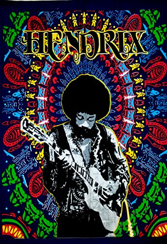 Icc Jimi Hendrix Guitar Poster Wall Hanging Trippy Tapestries 30 X 40 Inches Jimmie Hendrix Classic Rock Legend Music Tapestry Jimmy Bohemian Decoration Psychedelic Hippie Large Vintage Decor (Blue) #TOP10