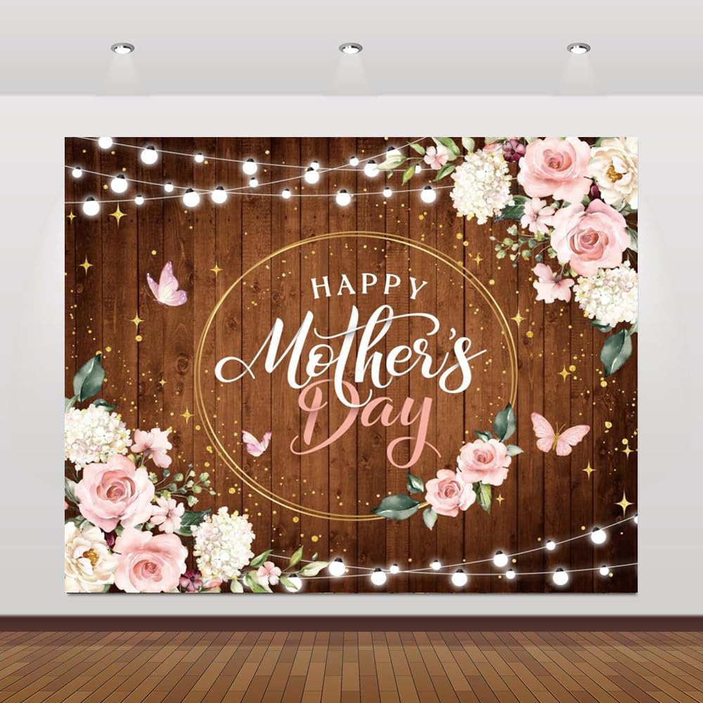 Pavimento in legno Felice Festa della Mamma Sfondo Rosa Fiore Festa della Mamma Sfondo per Fotografia Festa della Mamma Fotografia Sfondo Decorazioni Banner Best Mom Party Supplies Puntelli