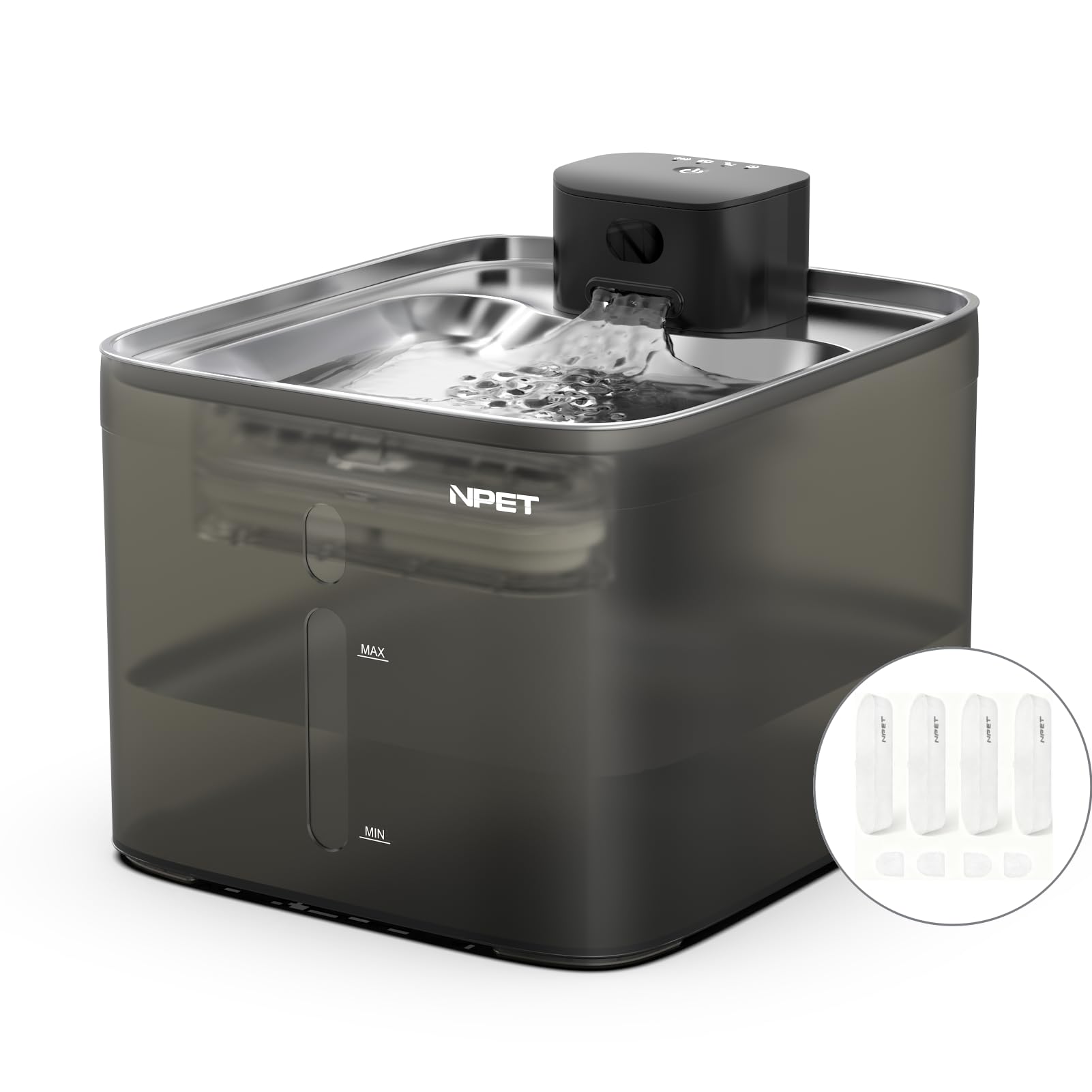 Amazon | NPET ワイヤレス 猫用噴水 1ガロン/130オンス モーション
