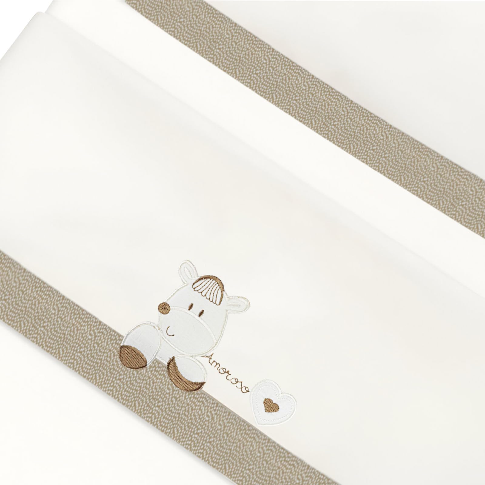 Various Juego de Sabana para Cuna 60x120cm (3 Piezas: Bajera, encimera y Funda de Almohada) de Algodon 100% Fabricado en España Modelo 03302 (Beige)