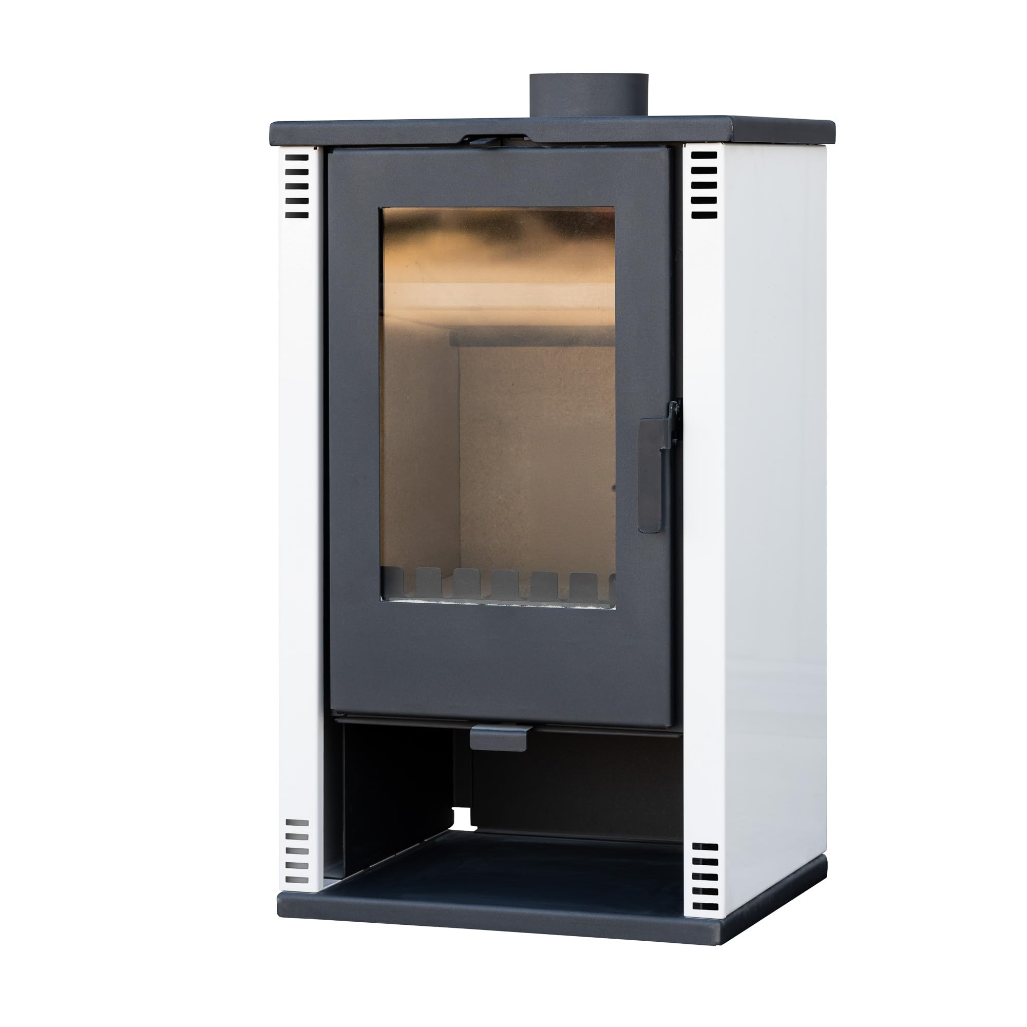 Kaminofen holzofen ALAZ K10M Weiß 10 kW, Kamin Heizofen Dauerbrandofen Holzofen, Кaminholz Hüttenofen, Кaminfeuer, Briketts Kamin, Fireplace Wood