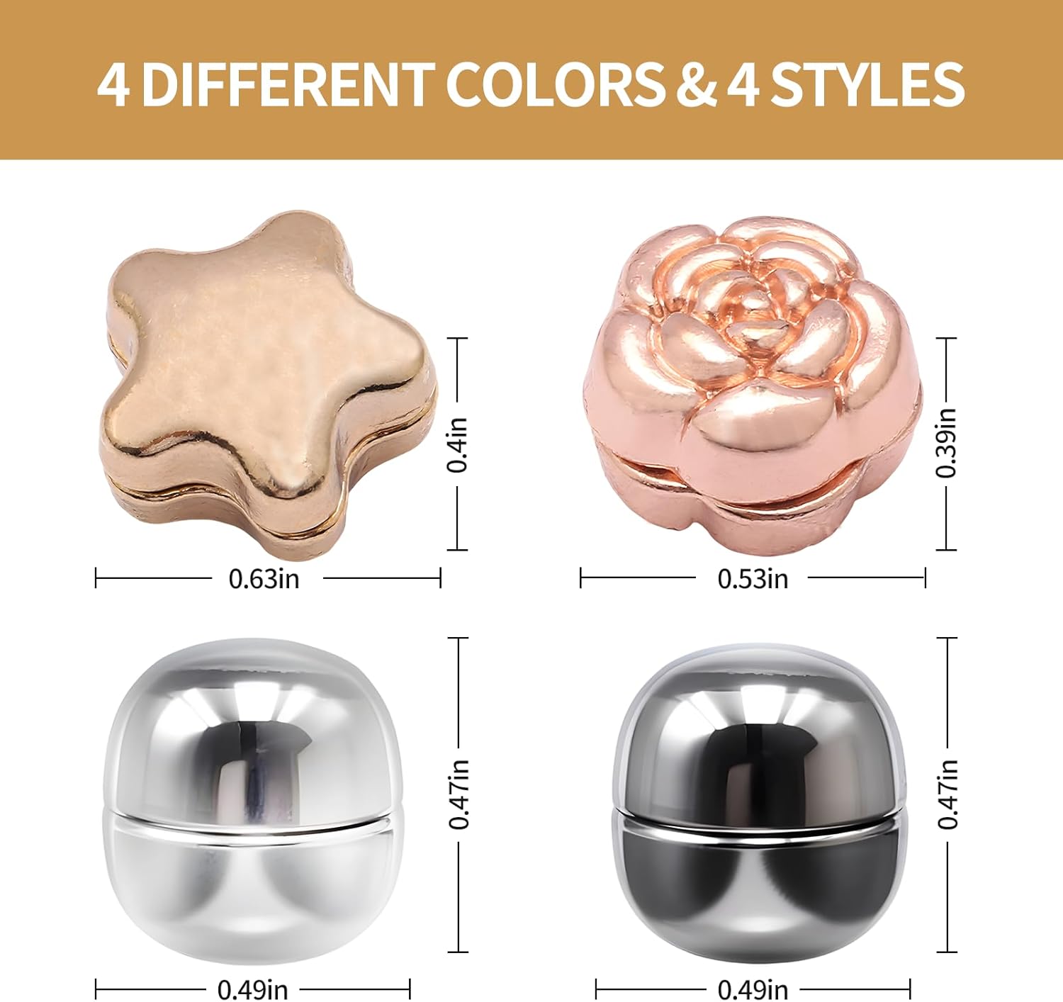Magnetic Hijab Pins,Pinless No-Snag Hijab & Scarf Magnets, Round Flower Star Designs, Gold Silver Rose Gold Gunmetal, Secure Fabric-Friendly Closures - Image 2