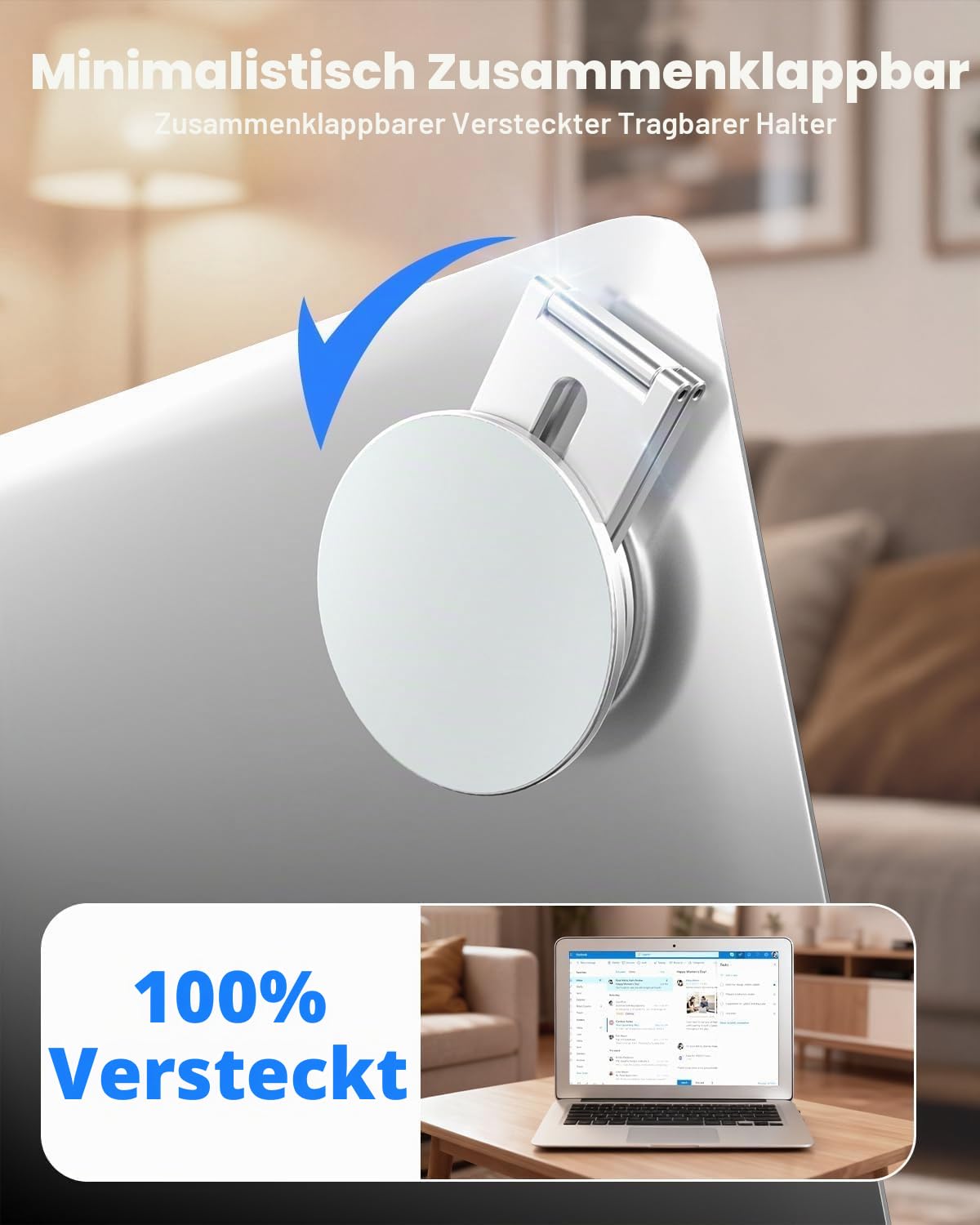 CloudValley Magnetische Handy Ständer, Handyhalterung für Laptop, Verstellbare Handy-Monitor-Seitenhalterung iPhone 17-12pro max air Plus, Silber
