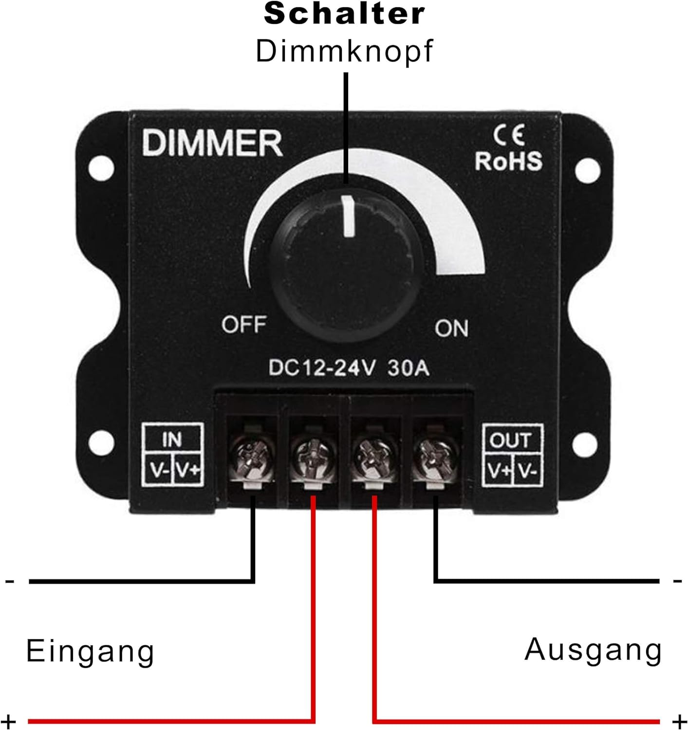 Ściemniacz z Przełącznikiem Led, Kontroler ściemniania PWM DC 12V-24V 30A, Regulacja Jasności Przełącznika ściemniacza światła dla Taśmy LED