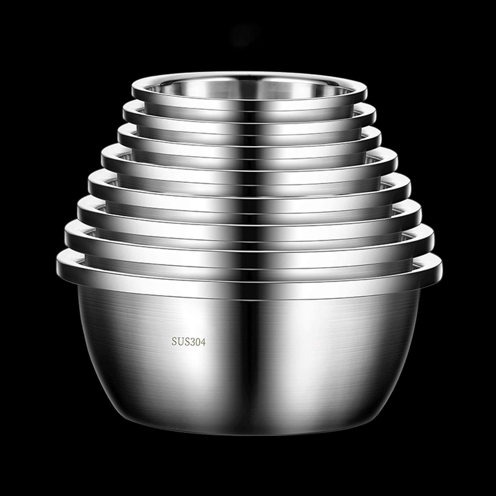 Bols à mélanger, bols à mélanger en acier inoxydable 304 de qualité supérieure, ensemble de 8 pièces, bols emboîtables pour un rangement peu encombrant, conception facile à saisir et à stabilité, en