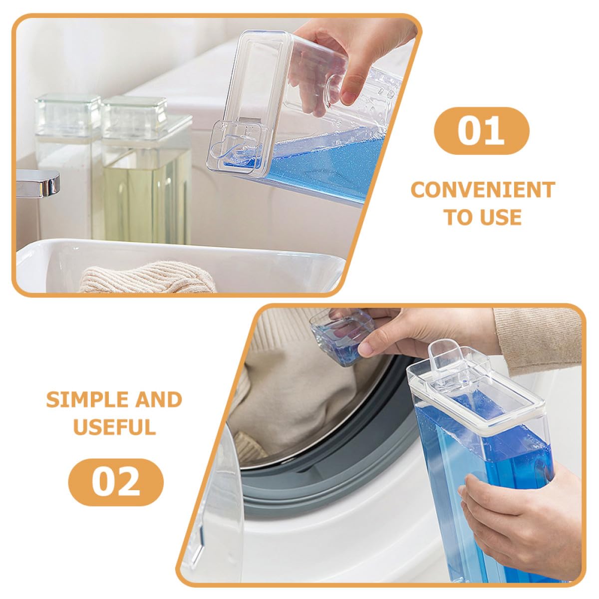 LALAFINA Set 2 Pezzi Contenitori per Detersivo Liquido in Pet Coperchio, Bottiglie Dosatrici per Lavanderia di Piccolo Volume, per Stoccaggio e Uso Quotidiano