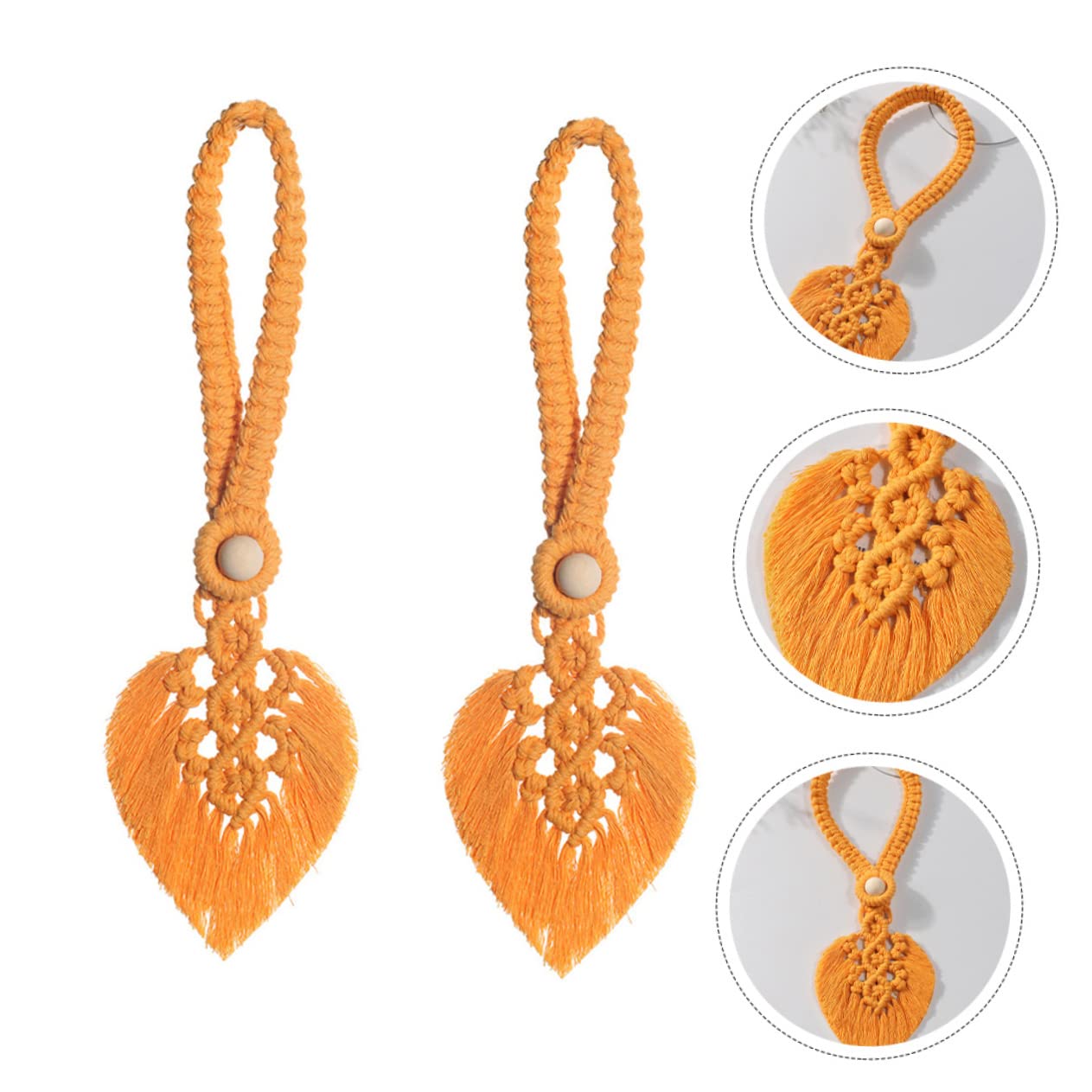 MAGICLULU 4 Ensembles Corde À Rideau Embrasses De Rideaux pour x Couette LED LEDs Embrasse De Décorative se Décorative De Bois Orange 2 Pièces * 4