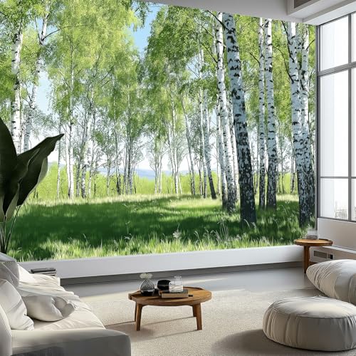 Papel pintado fotográfico para habitación infantil, diseño de bosque de primavera y árboles, luz solar, papel pintado no tejido para salón, dormitorio, niños, papel pintado fotográfico - fácil de