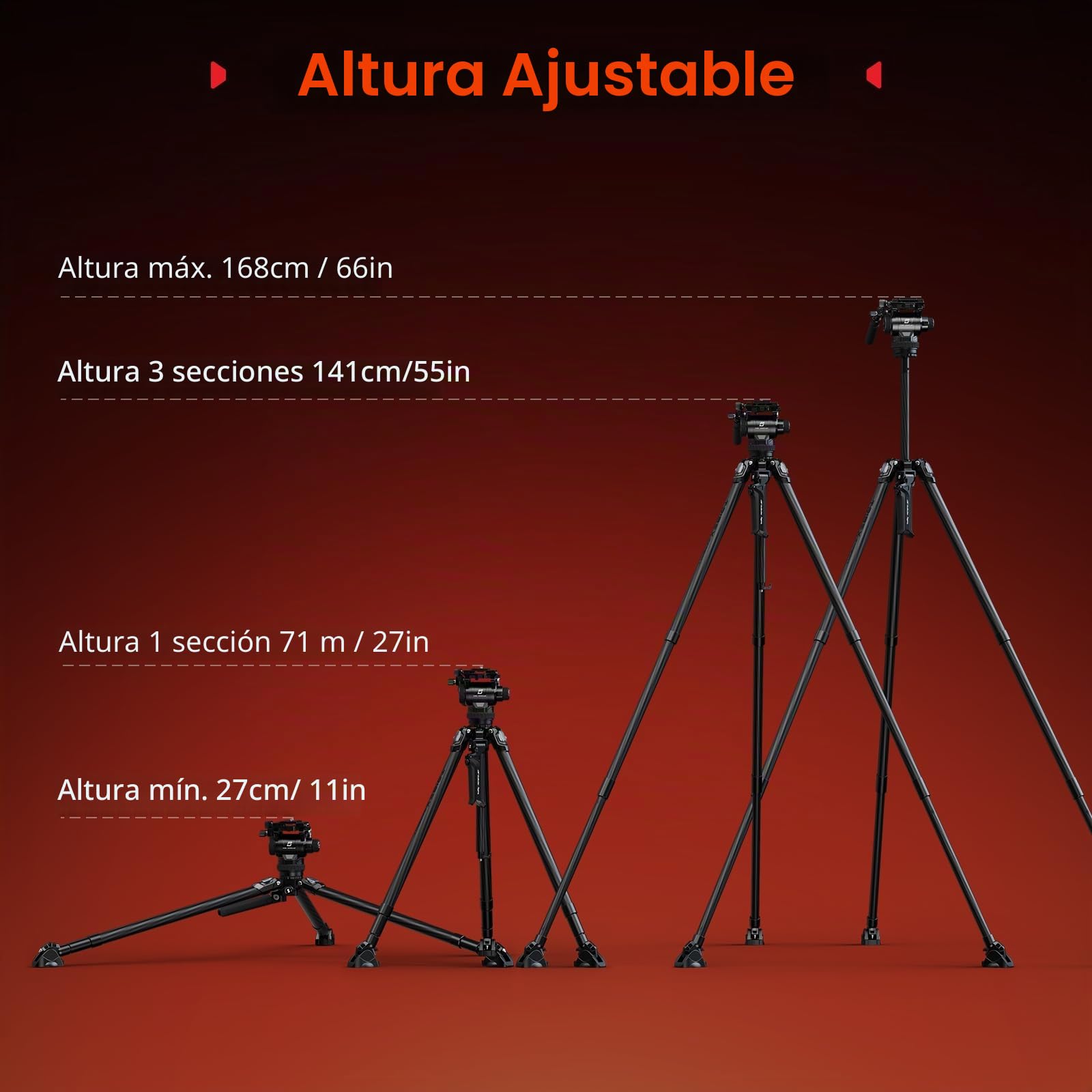 SMALLRIG x Potato Jet Tribex II Trípode Hidráulico de Fibra de Carbono con Cabeza Fluida de 4 Pasos y Contrapeso - 5755