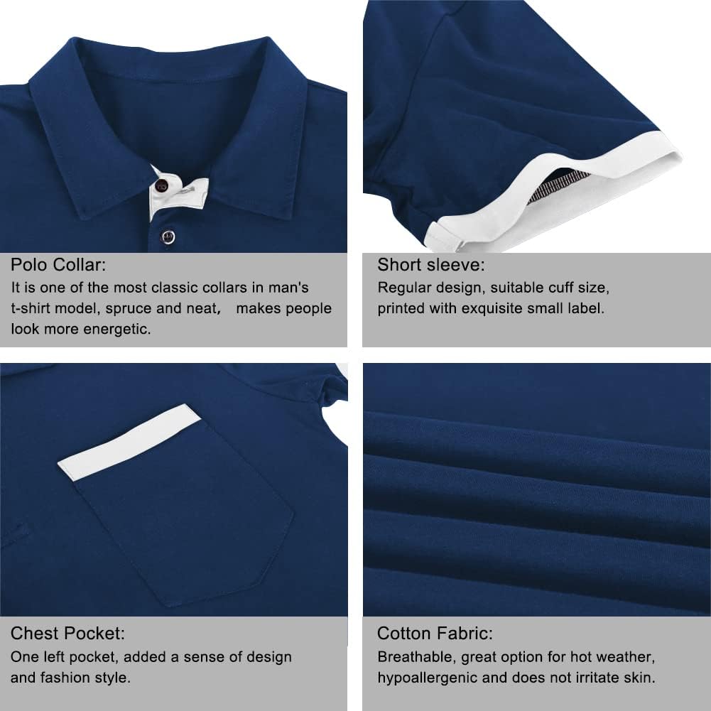 LOGEEYAR Men Polo Shirt Slim Fit Short Sleeve Cotton Golf Shirt Solid Performance Casual T-Shirts - Image 5