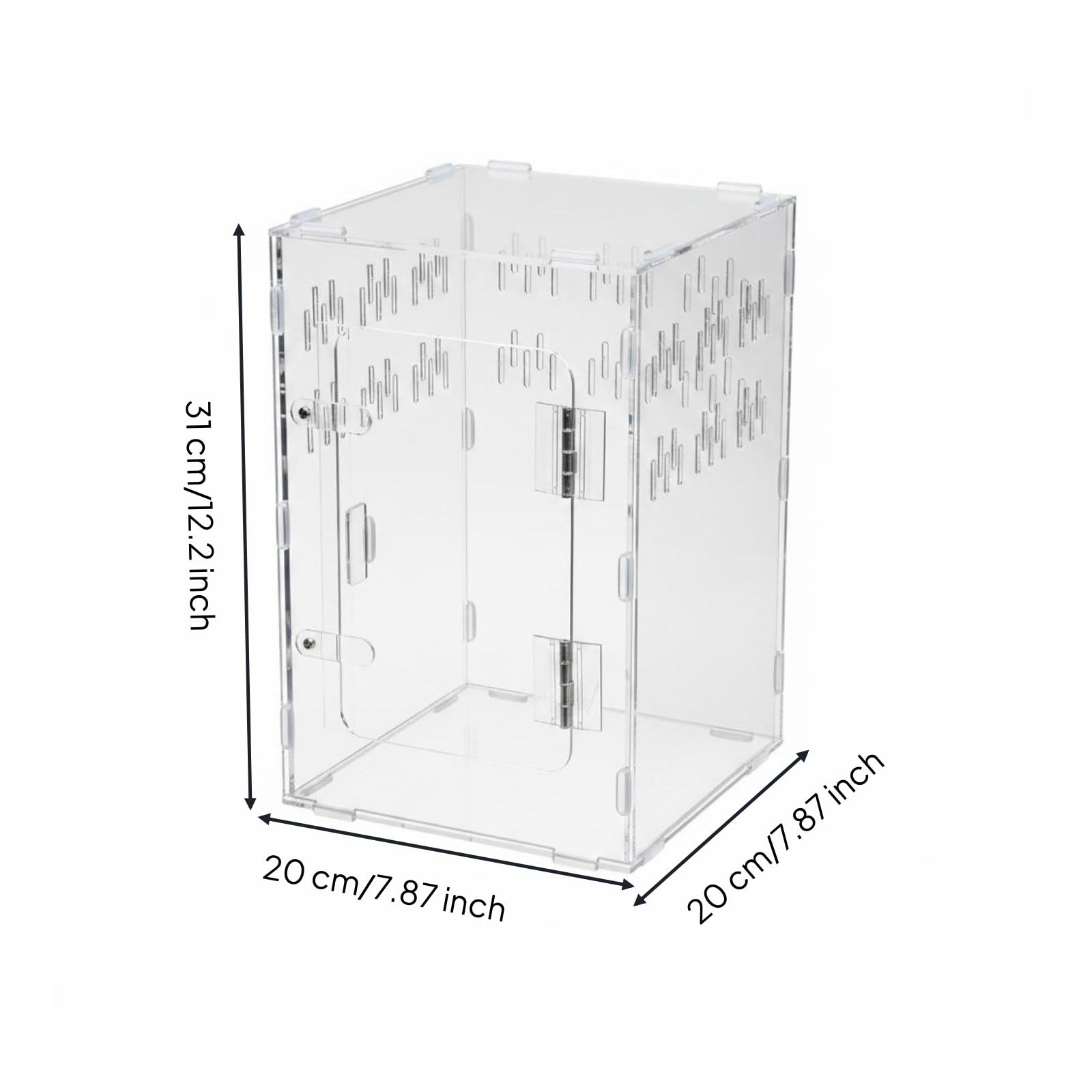 Terrario Acrílico Fácil de Limpiar Terrario Acrílico Ventilado Ligero Recipiente, Grande 31cm X 20cm X 20cm, Puerta Única