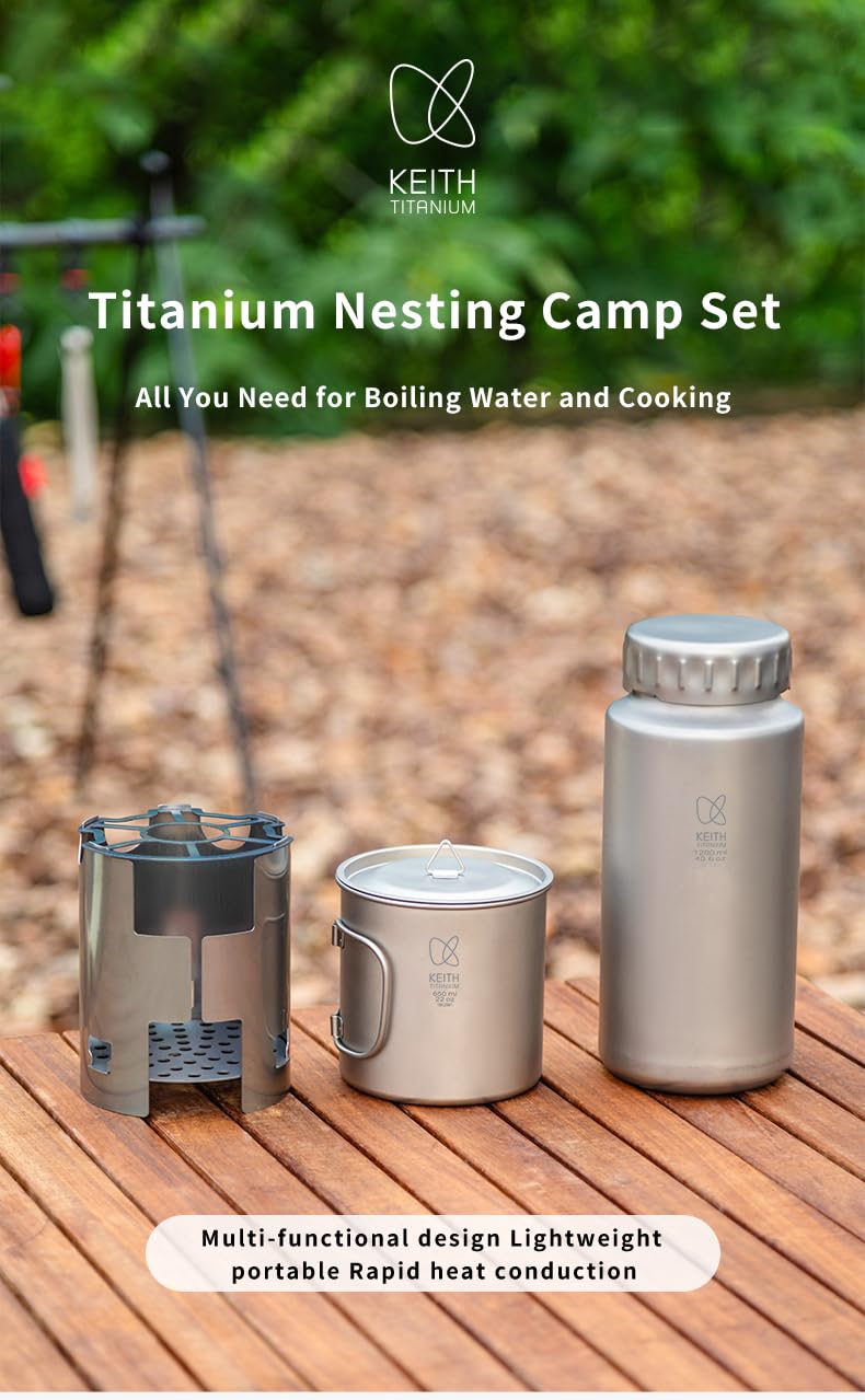 Amazon.com : Keith Titanium Ti3070 Nesting Camp Set - Ultralight