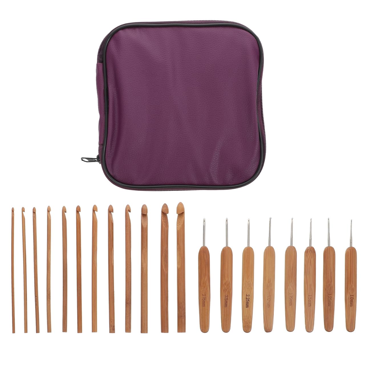 Obuyke 20 Sizes Bamboo Crochet Hooks Set with Storage Case - 1.0mm to 10.0mm Ergonomic Knitting Needles Kit for Yarn Weaving, DIY Sewing Craft Tools for Beginners & Experts-picture-31