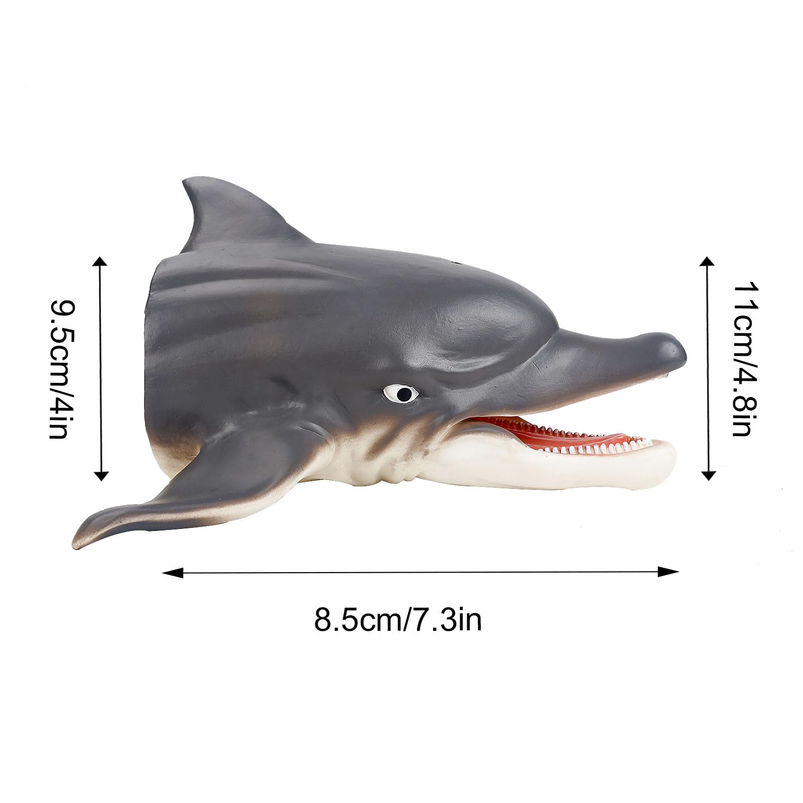 Andux Animal Hand Puppet Realistic Soft Rubber Interactive Role Play Hand Puppet Toys DWSO-01 (Dolphin) - Image 2