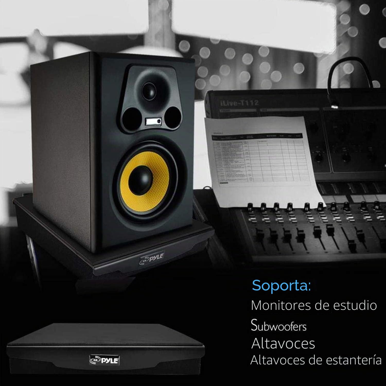 Pyle - Espuma elevadora con amortiguación de Audio para Altavoces, Aislamiento acústico, estabilizador de Retroceso, Base de Goma para Monitor de Estudio, subwoofer, PSI04, 19 x 23,1 x 5,8 cm