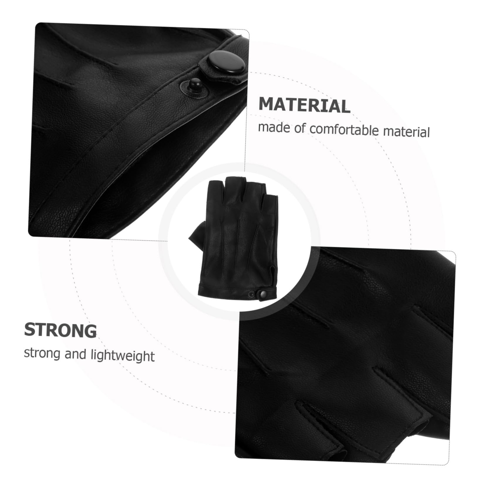 BESPORTBLE Guanti mezze dita in pelle senza dita gilet da ciclismo termiche cavalcare guantini palestra guanti sport coprimani sportivi guanti da pesca protettivi pelle sintetica Black