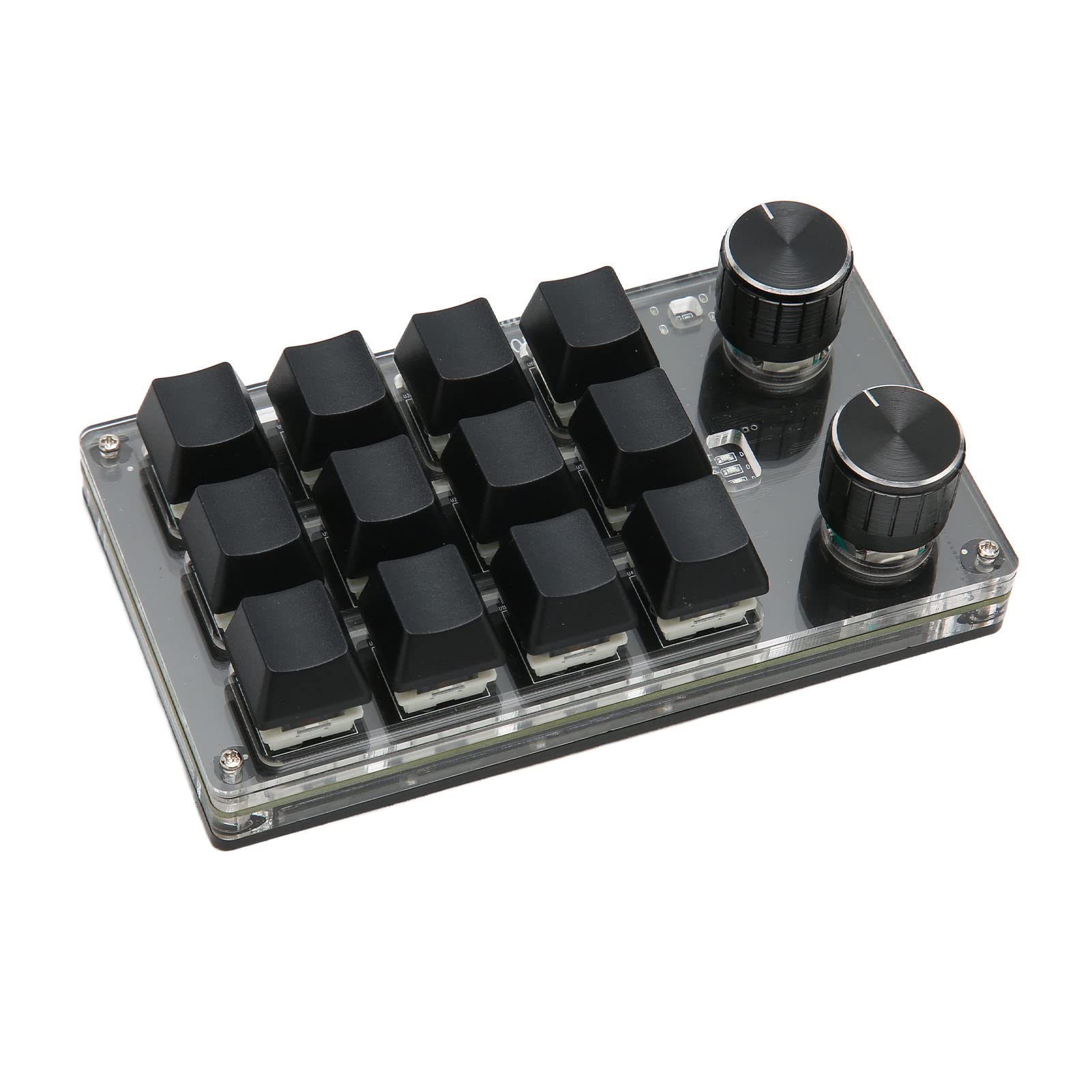 Mini Teclado Programable con 12 Teclas y 2 Perillas para Juegos y Medios Conexión USB BT Compacta (Negra)
