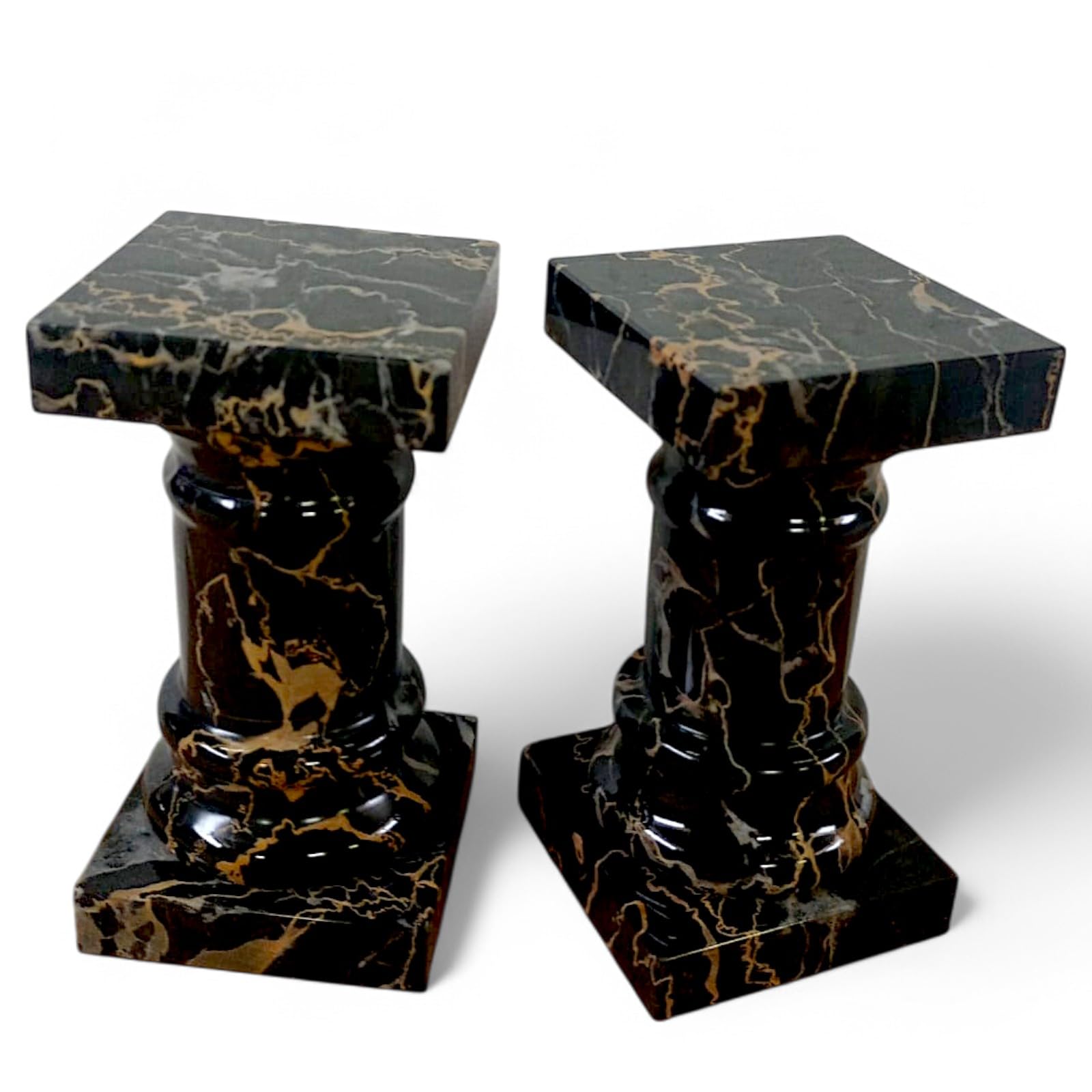 CBAM Set Colonne Fermalibro Marmo Nero Portoro Italian Marble Art Column Book H17cm