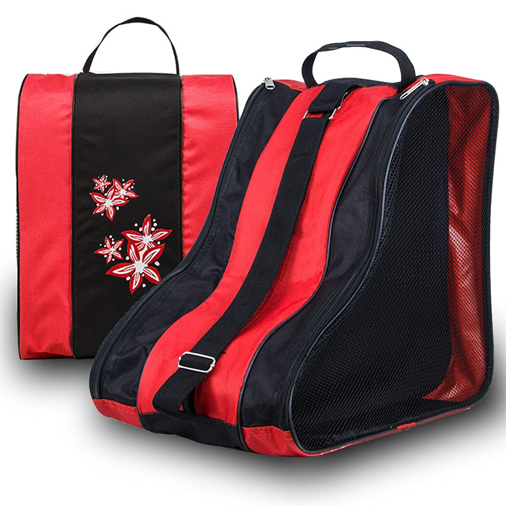 SDYGDB Kids Roller Skate Bag Children Ice Skate Bag Triangle Inline Skate Bag Oxford Cloth Skate Shoes Carry Case Waterproof Skate Tote with Adjustable Shoulder Strap(gules)