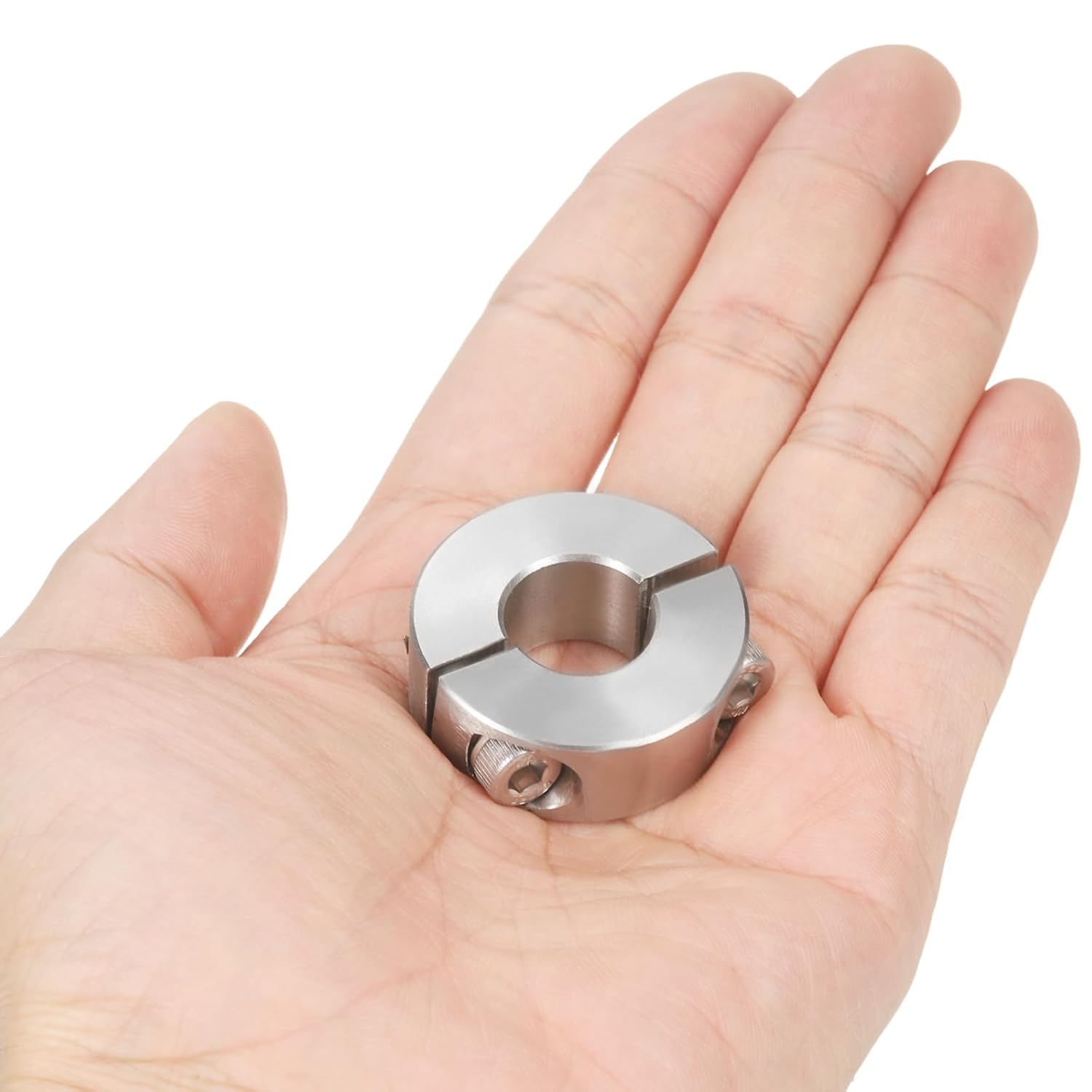 uxcell 4 Pcs Double Split Shaft Collar 15mm Bore, Two Piece Clamping Collar 34mm OD 13mm Thickness, 304 Stainless Steel Set Screw Split Collar