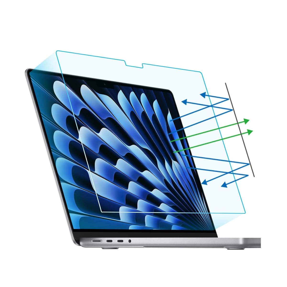 CASOSHILED Anti Blue Light Matte Screen Protector Compatible with MacBook Air 13.6 inch 2024 2022 M3 A3113 M2 A2681, Eye Protection Blue Light Blocking & Anti Glare Laptop Screen Protector (B0D3HBKVR2) Amazon Price History, Amazon Price Tracker