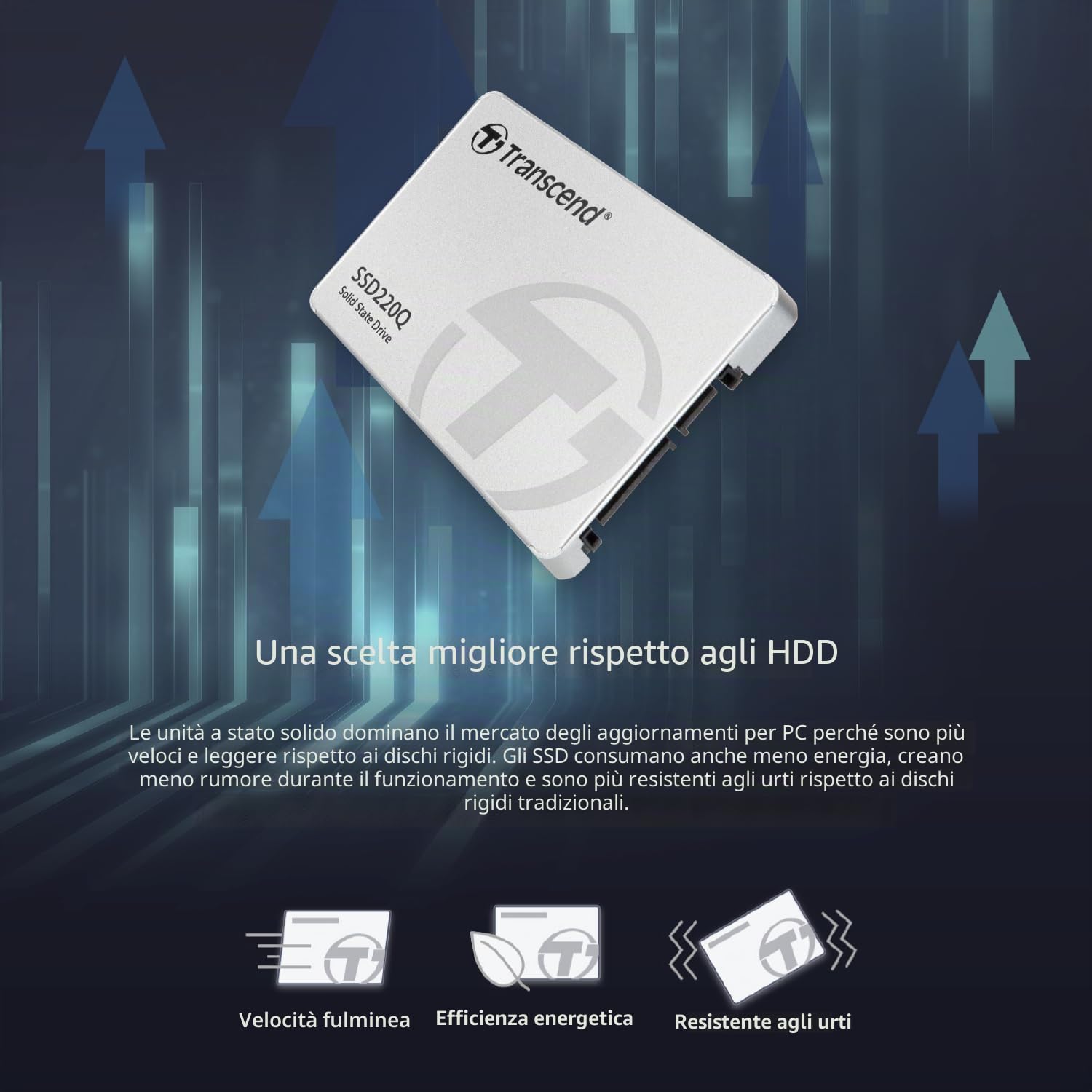 Transcend SSD Interno 500 GB SSD220Q 2.5” SATA III 6Gb/s TS500GSSD220Q