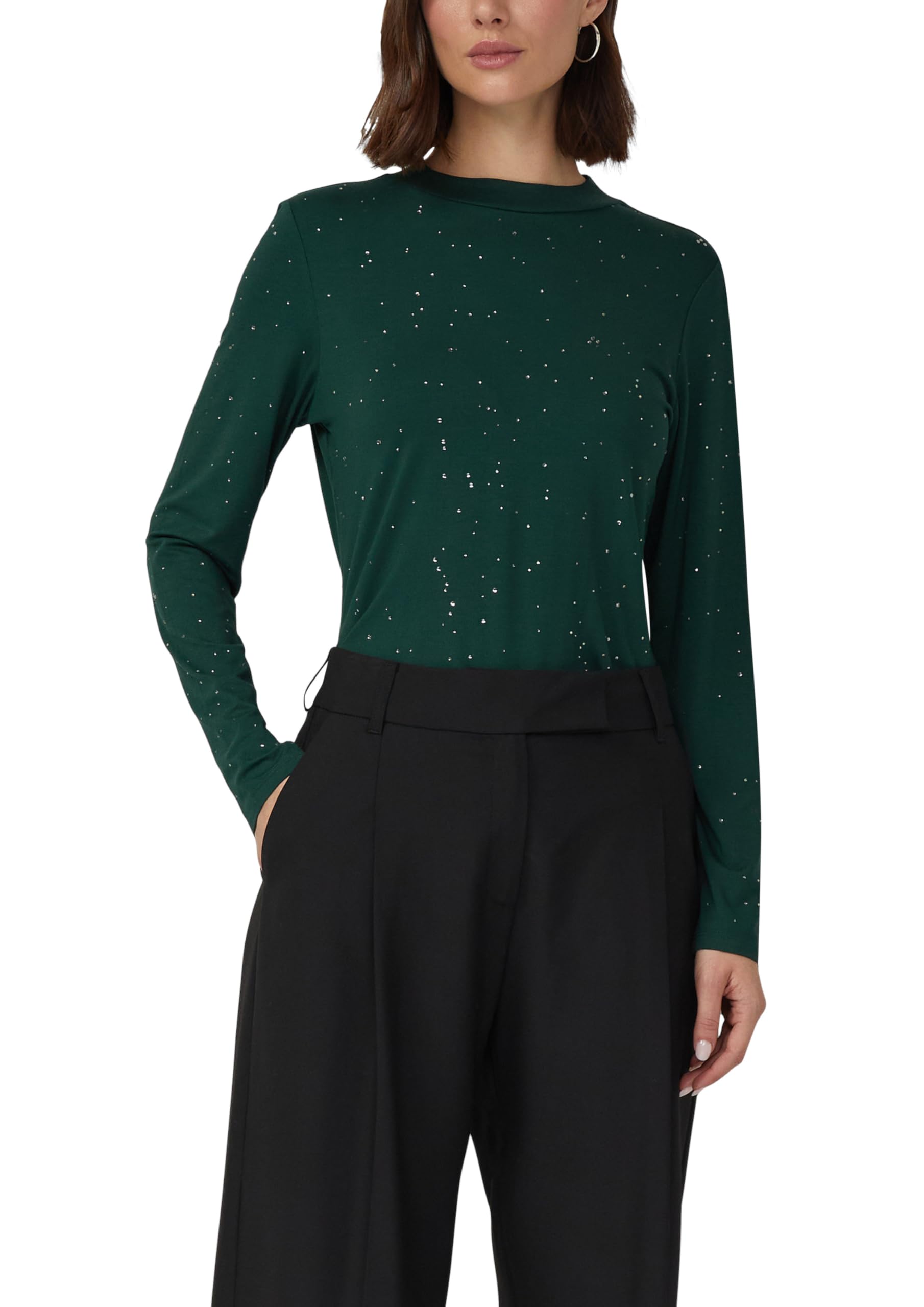 s.Oliver Langarm-Shirt aus Viskose-Jersey mit Schmucksteinen