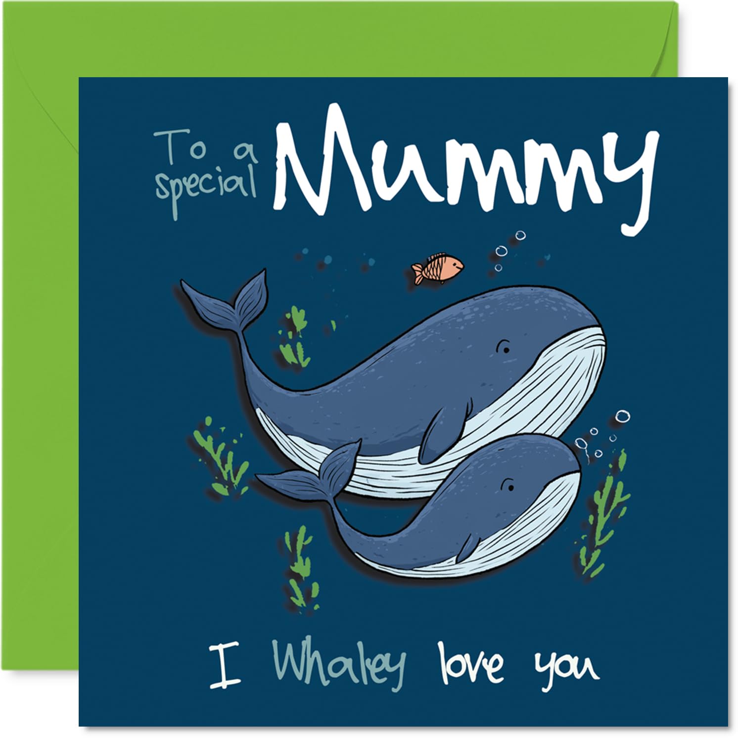 Mummy Birthday Card - I Whaley Love You - Happy Birthday Card for Mummy from Son Daughter, 145mm Playful Nautical Design Mother's Day Greeting Cards