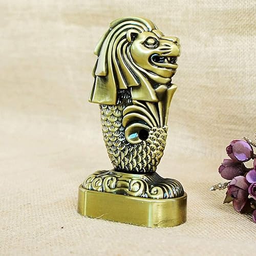 Miniatura 3 de VICASKY Adorno de Merlion de metal Artware de escritorio, ornamento para el hogar, estatua de Merlion Merlion Artware, decoración decorativa
