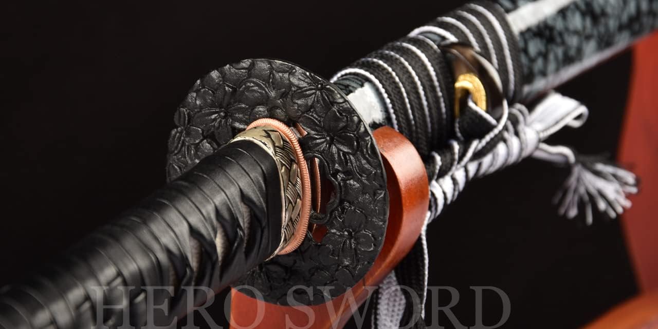 Hitatsura Hamon 皆烧 Katana Hand Forged Clay Tempered L6 Steel Blade Japanese Samurai Katana Sword Full Tang Razor Sharp Pure Handmade high-Grade Knife Gift for Men