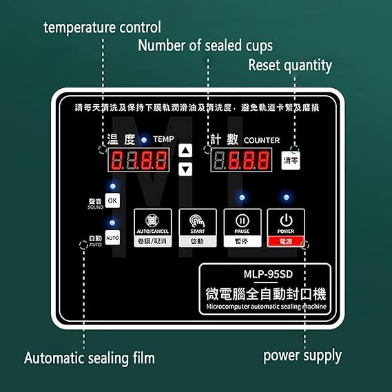 350W Fully Automatic Cup Sealing Machine, 88/90/95Mm Commercial Electric Cup Sealer, Efficient Sealing 500-700 Cups/H, for Sealing Cups Paper/Plastic-White
