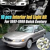 10Pc Super White 6000k Car Interior LED Light Bulb Kit Pack Compatible with 1997-1999 Buick Century