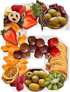 10inch Plastic Fillable Number Charcuterie Washable Sweet Food Box Birthday Centerpiece Decoration (White, Number 6&9)