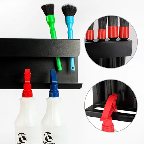 Miniatura 3 de Soporte para cepillos de detalles de automóvil, soporte para botellas de aerosol 2 en 1 y estante para cepillos de detalles, para poner 12 cepillos
