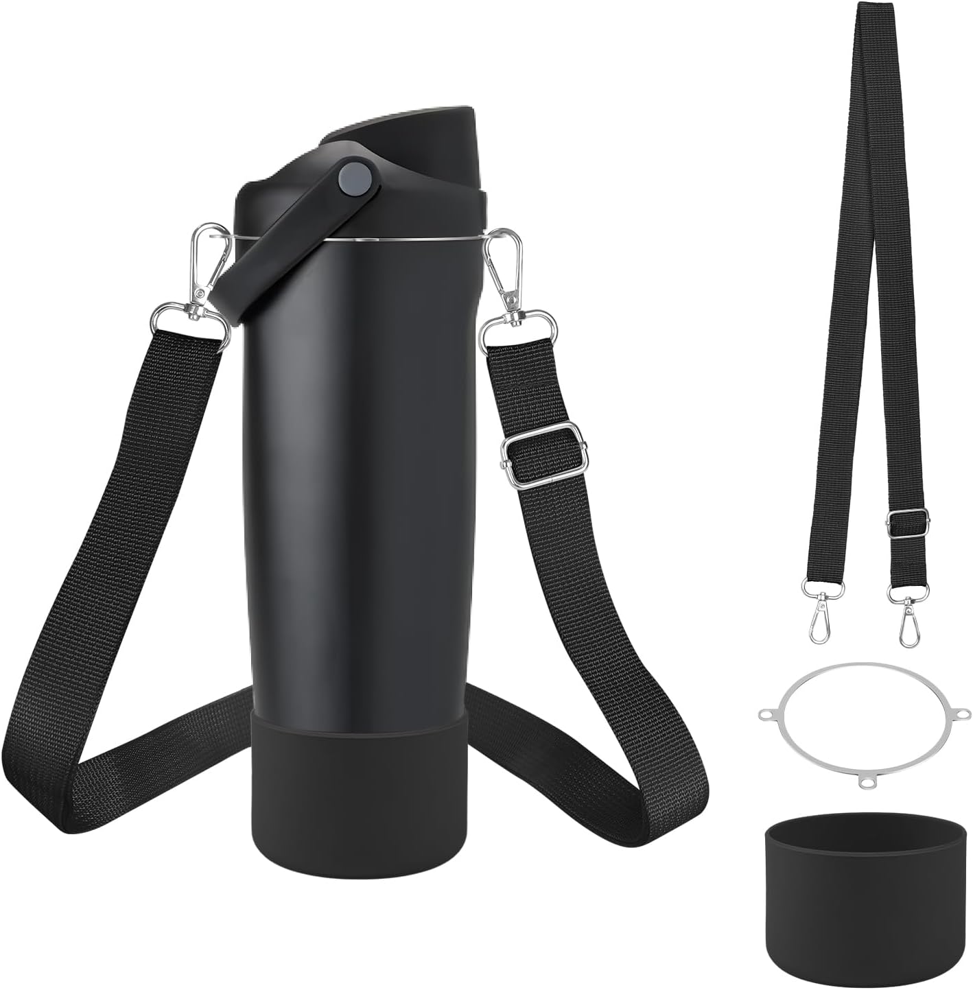 Accessories Set Compatible with Owala 30oz & 40oz FreeSip Sway Bottles & Tumblers, Carrier with Strap & Silicone Boot, Adjustable Shoulder Crossbody Handle Strap